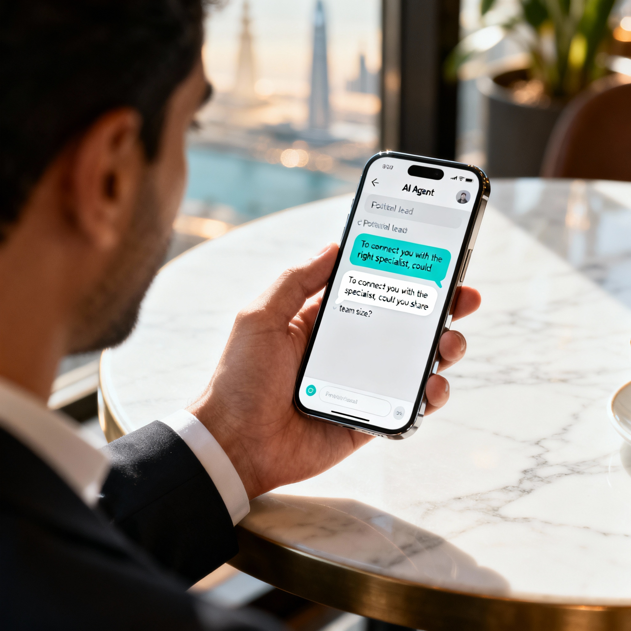 A mock-up of an email conversation between an AI agent and a prospect, showing the agent asking clear qualification questions.