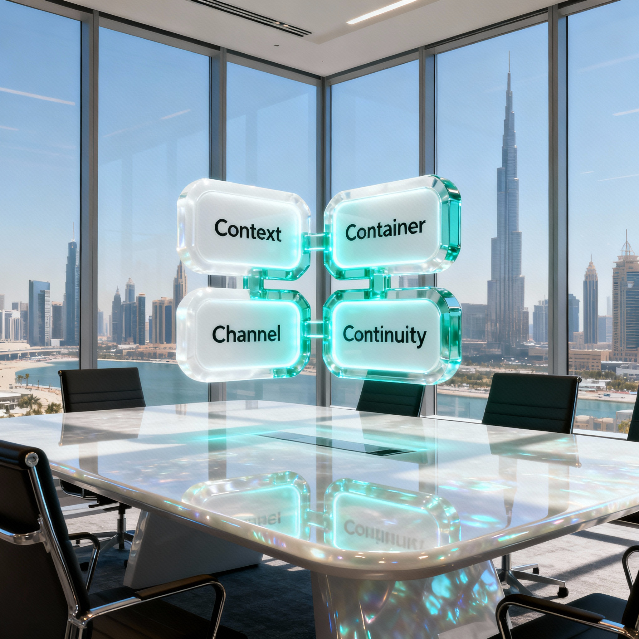 A diagram showing the 4C Handoff Framework: Context, Container, Channel, and Continuity.