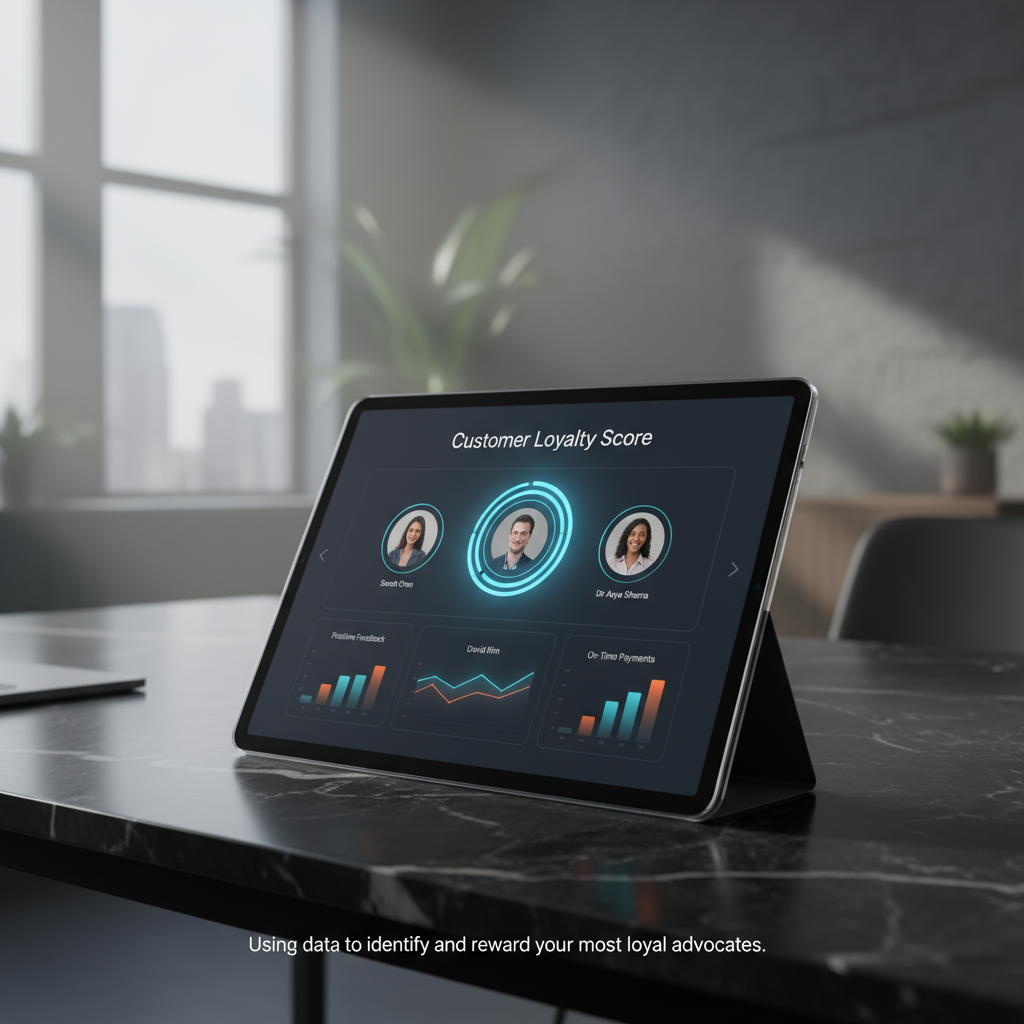 A CRM dashboard showing a Customer Loyalty Score for property owners, helping identify brand advocates.